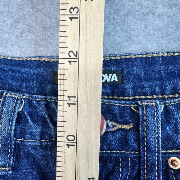 Fashion Nova Cut-Off Short WMNS 7 Dark Wash Denim Distressed High Rise Zip Fly - Picture 5 of 8